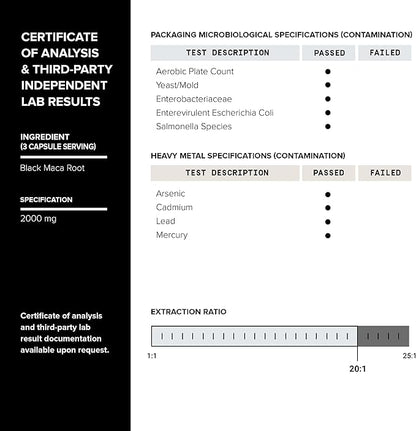 40,000mg Pure Black Maca Root Extract - Ultra Concentrated 20:1 Single Origin Wildcrafted Third-Party Tested Black Maca Powder Capsules for Men & Women - Peruvian Black Macca Root Powder -120 Veg Caps