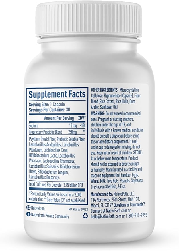 NativePath Daily Probiotic, 10-Strain Custom Blend 82 Billion 30 Count