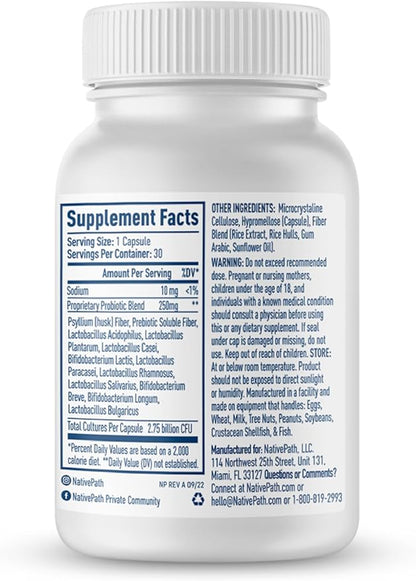 NativePath Daily Probiotic, 10-Strain Custom Blend 82 Billion 30 Count