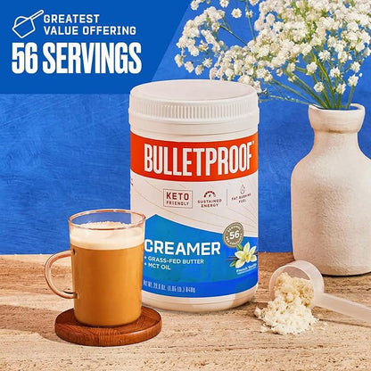 Bulletproof French Vanilla Creamer, 29.6 Ounces, Keto Coffee Creamer with MCT Oil and Grass-Fed Butter, Value Offering, Packaging May Vary…