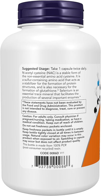 NOW Supplements, NAC (N-Acetyl Cysteine) 600 250 Veg