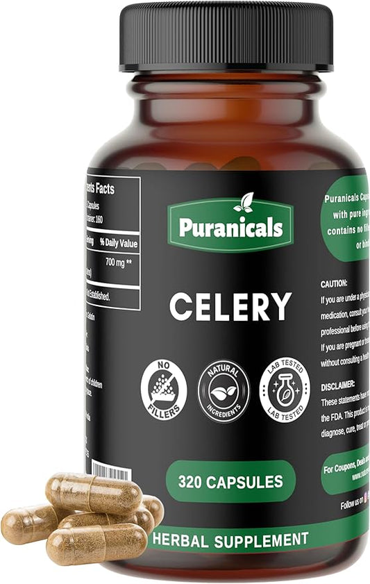 Celery Premium 320 Capsules Non GMO 700 mg 100% Pure