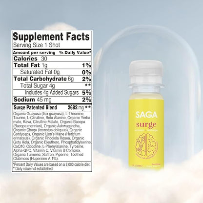 SAGA Organic Energy Shots CoQ10 & 2oz Shots (12-Pack)