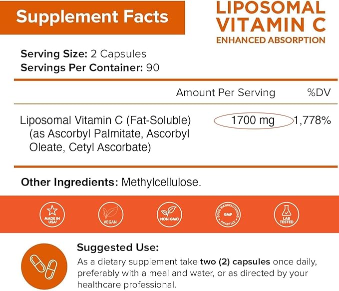 NutriFlair Liposomal Vitamin C 1700mg, 180 Capsules