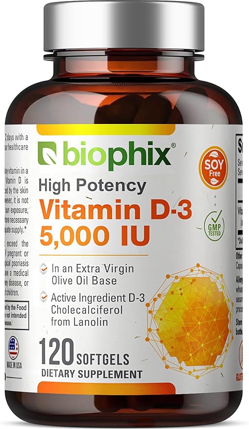 biophix Vitamin D-3 5000 IU 120 Softgels K2 …