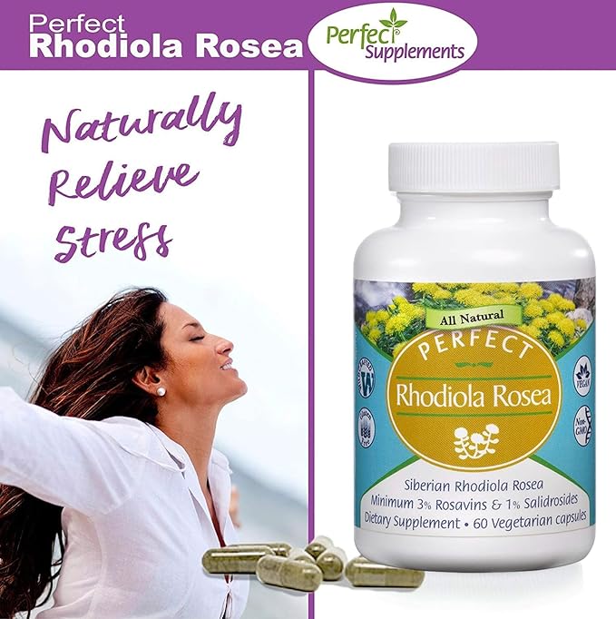 Perfect Rhodiola Rosea, for Better Focus, 3% Rosavins 1% Salidroside ~60 Vegetable