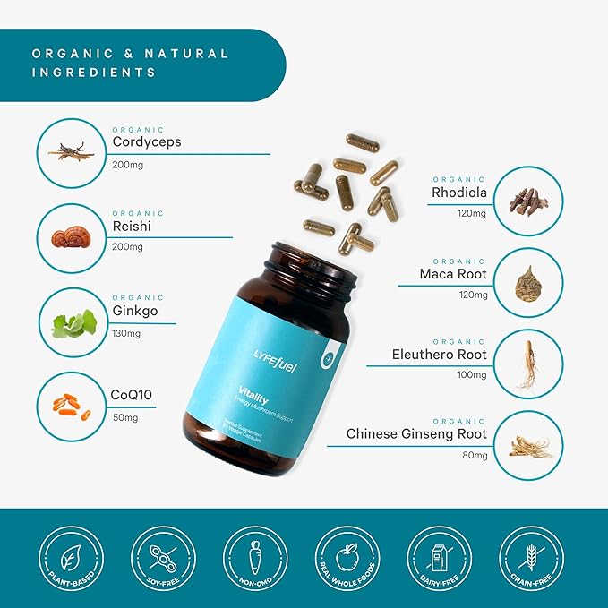 LyfeFuel Adaptogen Blend for Natural Energy 60 Vegan