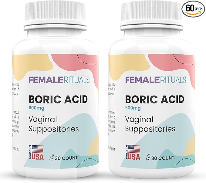 Boric Acid Suppositories for Women 600mg 60 Pack