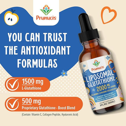 2000MG Liposomal Glutathione Liquid, 98% Absorption, Glutathione Liquid Supplement, Active Form L- Glutathione, Powerful Antioxidant Non-GMO for Immune System, Aging Defense, Detox, 12 FL.OZ