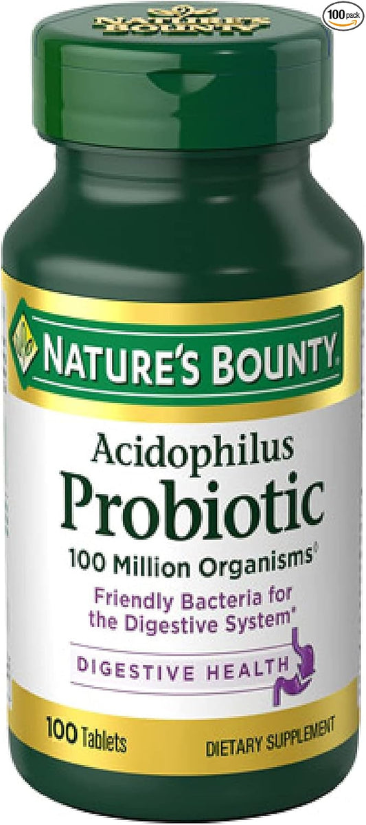 Nature's Bounty Acidophilus Probiotic, Daily Probiotic 01 Pack, 100 Tablets…