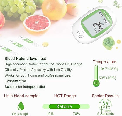 Blood Ketone Meter and 15 Blood 15 Lancets, 5 Second
