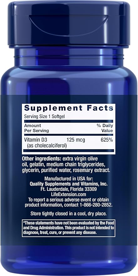 Life Extension 268mg Super Vitamin E 5000IU Vitamin D3 -