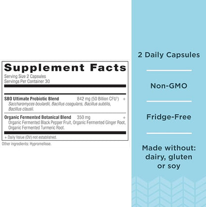 Ancient Nutrition Probiotics, SBO Probiotics Ultimate 50 Billion 60 Capsules (2 Pack)