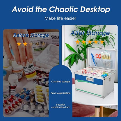 Medicine Lock Box With Combination Lock 10 x 6 x 6.7 Inches