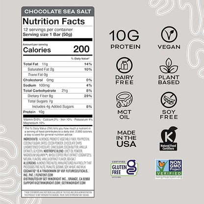 MINDRIGHT Superfood Vegan Protein Bars Salt,12 Pack)