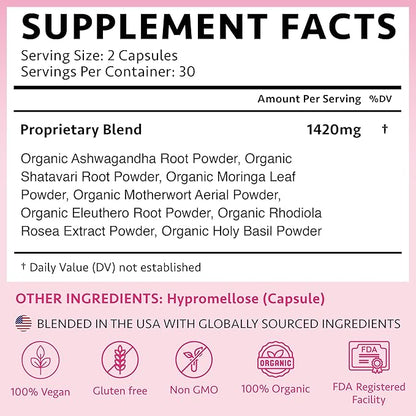 OSH Wellness Ayurvedic Hormone Balance for Women 100% Organic 60 Count