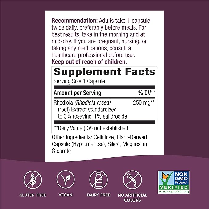 Nature's Way Rhodiola Premium Extract 250 mg 60 Capsules