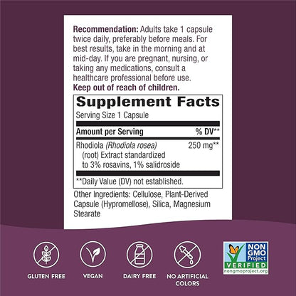 Nature's Way Rhodiola Premium Extract 250 mg 60 Capsules