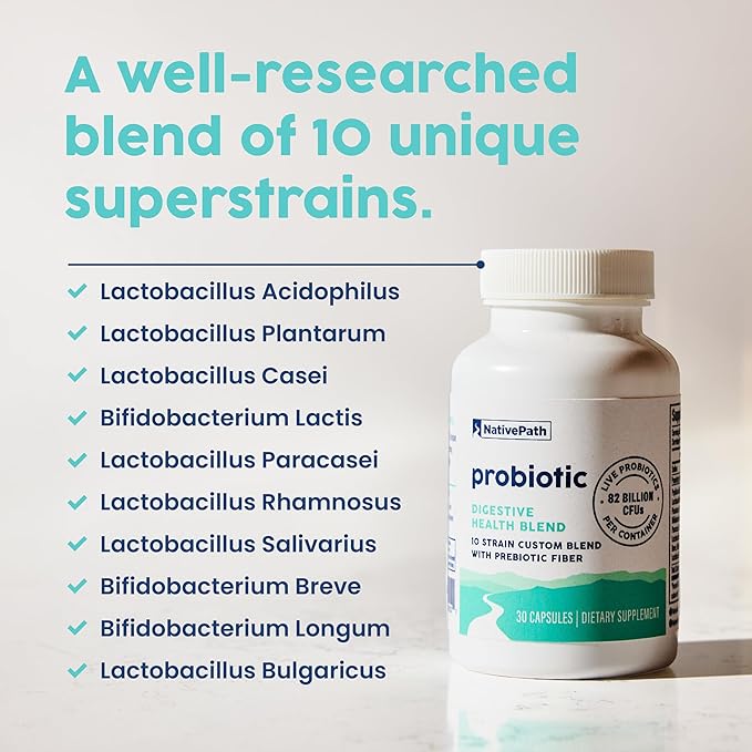 NativePath Daily Probiotic, 10-Strain Custom Blend 82 Billion 30 Count