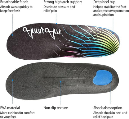 Arch Support Inserts for Plantar Fasciitis 9-9.5 | 11-11.5, Black)