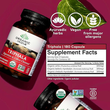Organic India Triphala Capsules Organic 180 Capsules