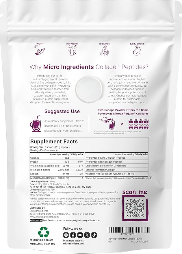 Multi Collagen Peptides Powder, 16 Oz