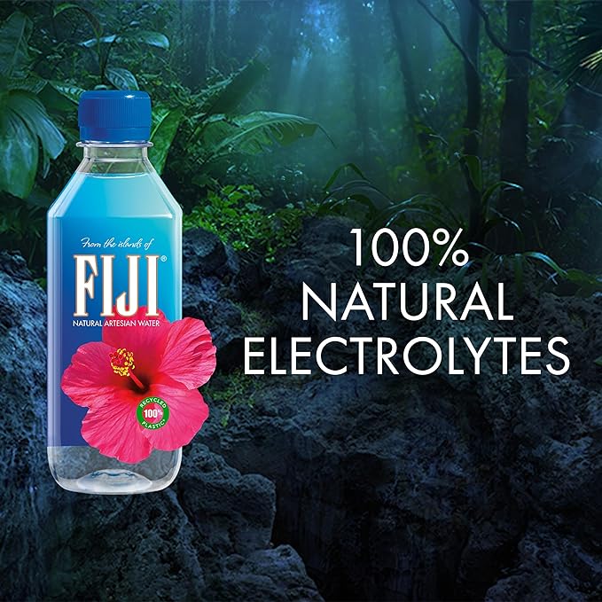 FIJI Natural Artesian Water 330 mL / 11.15 Fl Ounce Bottle (Pack of 6) - 100% Recycled Plastic