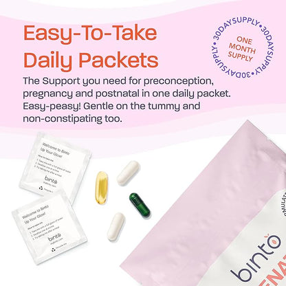 4-in-1 Prenatal Supplements to Support Healthy Mama & Baby | 1 Month Supply | Multivitamin + Probiotics, Iron, DHA, & Methylated Folate | Non-GMO, Gluten Free, Vegetarian, No Preservatives