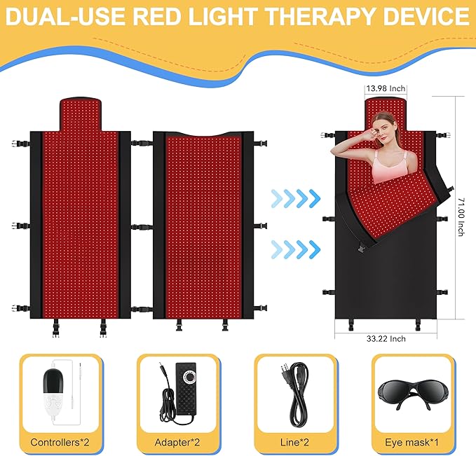 2024 New 3100pcs Dual Wavelength LED 660nm&850nm Red 71''x 33''（Black） 33''（Black）
