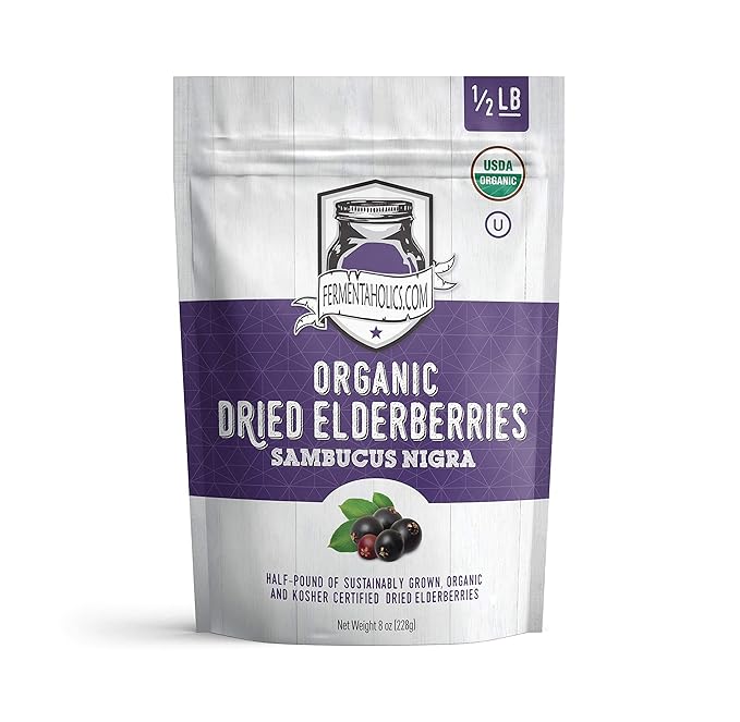 FERMENTAHOLICS | USDA Organic Dried Elderberries 8 oz