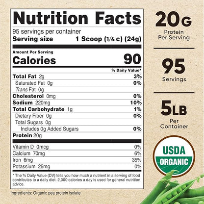 Nutricost Organic Pea Protein Isolate Powder (5LBS)