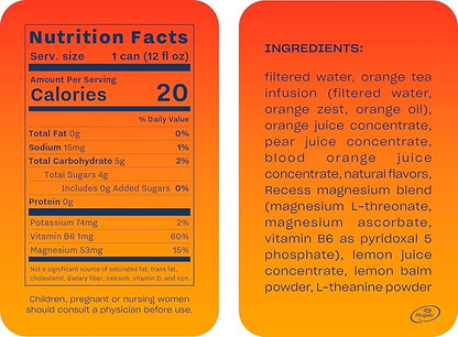 Recess Mood Magnesium Supplement Drink Calming 12 Ounce, 12 (Blood 12 Pack)