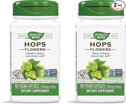 Nature’s Way Hops Flowers 620 mg 2-capsule serving 100 Capsules 2)
