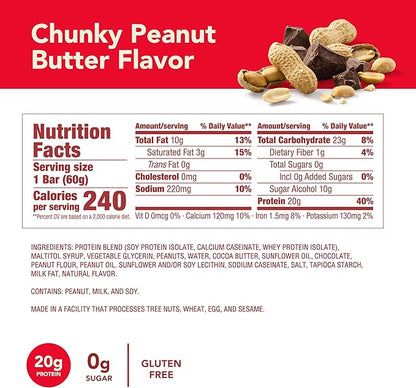 think! Protein Bars, High Protein Snacks, Gluten Free, Kosher Friendly, Chunky Peanut Butter, Nutrition Bars, 2.1 Oz per Bar, 30 Count (Packaging May Vary)