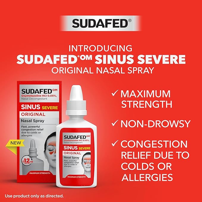 Sudafed Sinus Severe Original Nasal Spray, 12 Hour .05% Nose 1 fl.