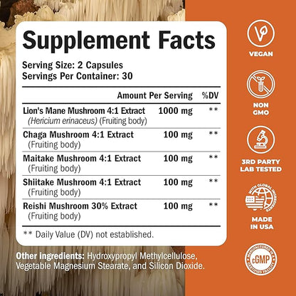 Lions Mane Supplement Capsules 60 High