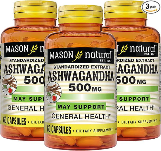 MASON NATURAL, Ashwagandha 500 mg, Adaptogens 180 Day