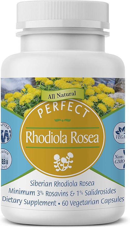 Perfect Rhodiola Rosea, for Better Focus, 3% Rosavins 1% Salidroside ~60 Vegetable