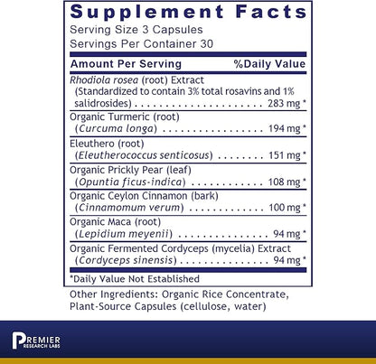 Premier Research Labs Adaptogen-R3: Adaptogen Supplements, 90 Vegetarian