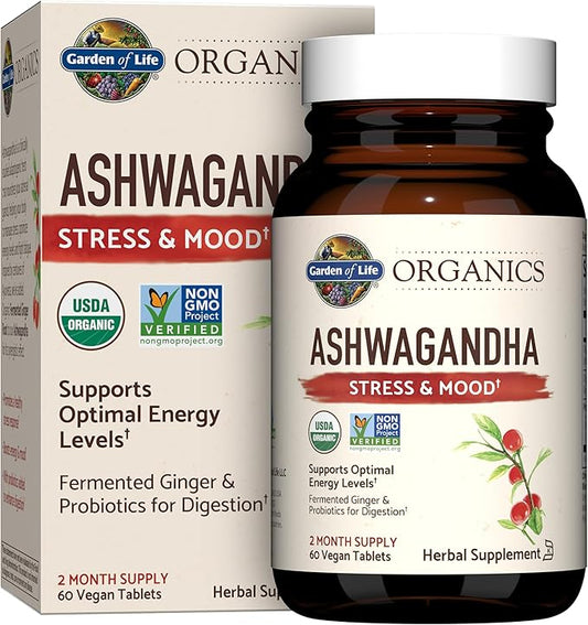 Garden of Life Organics Ashwagandha Stress, 2 Month 60 Tablets