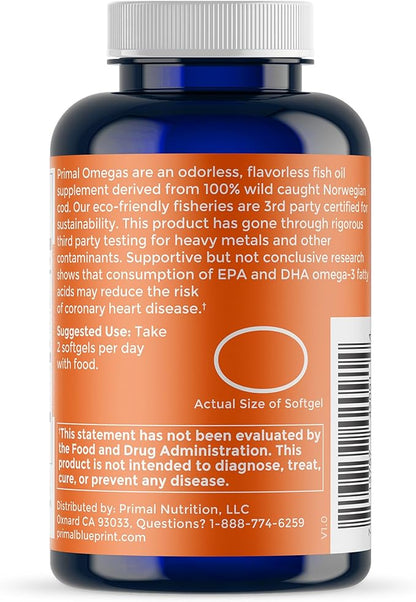 Primal Blueprint Primal Omegas, Omega-3 Fatty 120 Count