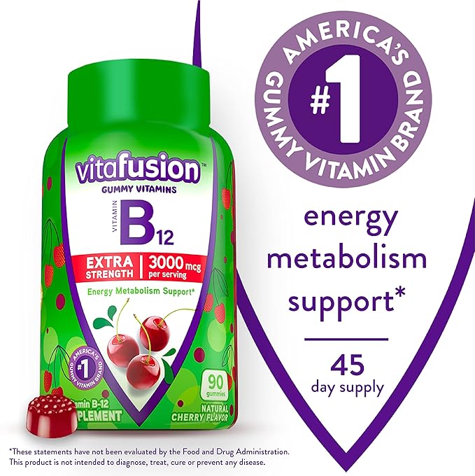 Vitafusion Extra Strength Vitamin B12 Gummy 1 Brand, 45 Day 90 Count
