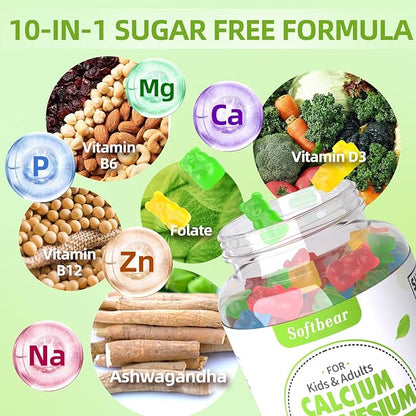 Calcium Magnesium Zinc Gummies for Women, 600 mg D3 for 120 Gummies