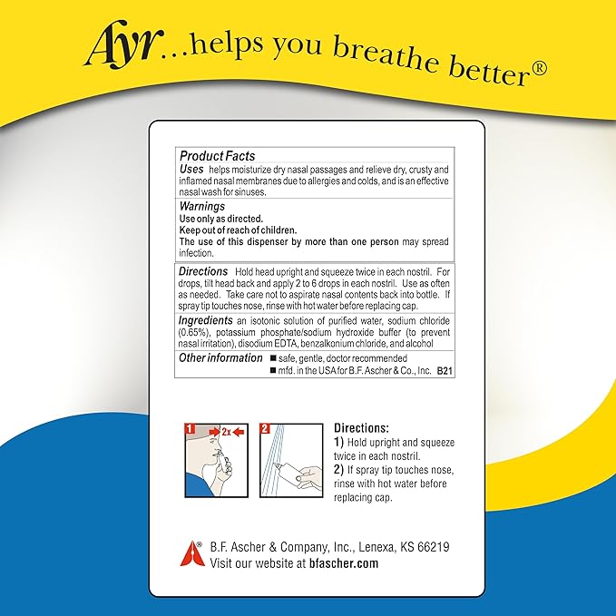 Ayr Saline Nasal Mist, 1.69 Fl 6) (Packaging