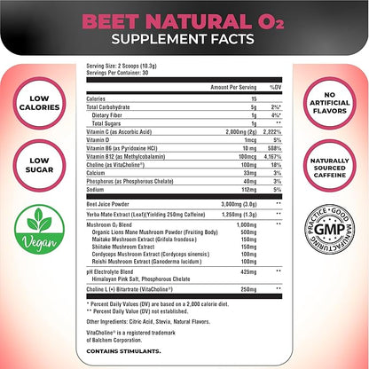 Beet Natural O2, Pre Workout Powder, 30 Servings