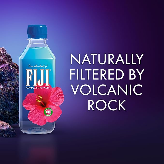 FIJI Natural Artesian Water 330 mL / 11.15 Fl Ounce Bottle (Pack of 6) - 100% Recycled Plastic
