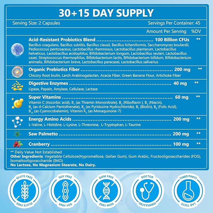 NATURE TARGET Probiotics for Men Digestive 100 Billion 90 Veggie