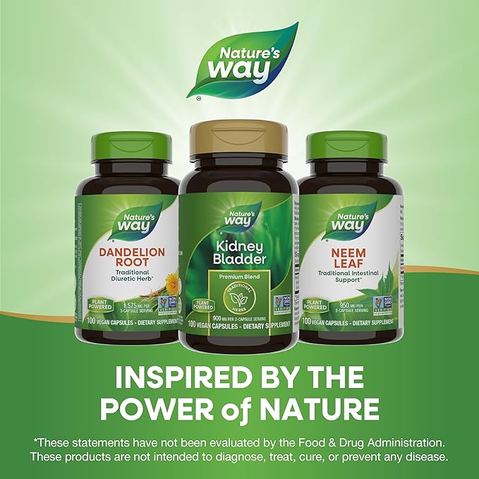 Nature's Way Kidney Bladder Premium Blend, Traditional Herbs Supplement, 900 mg per 2-Capsule Serving, Non-GMO Project Verified, Vegan, 100 Capsules (Packaging May Vary)