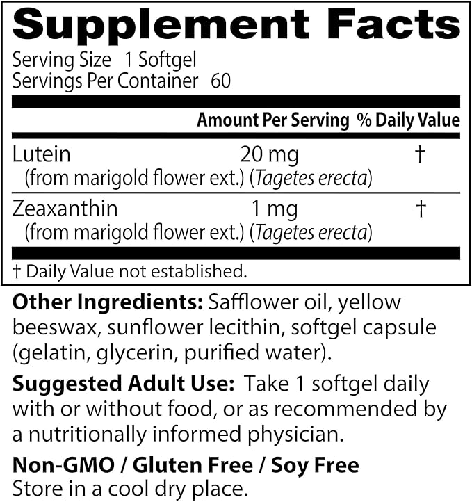 Doctor's Best Lutein with Gluten Free, 60 Softgels