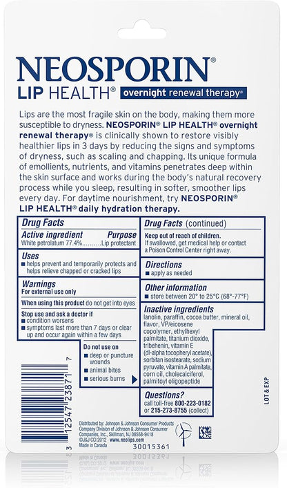 Neosporin Lip Health Overnight Renewal Therapy, 0.27 Oz, 2